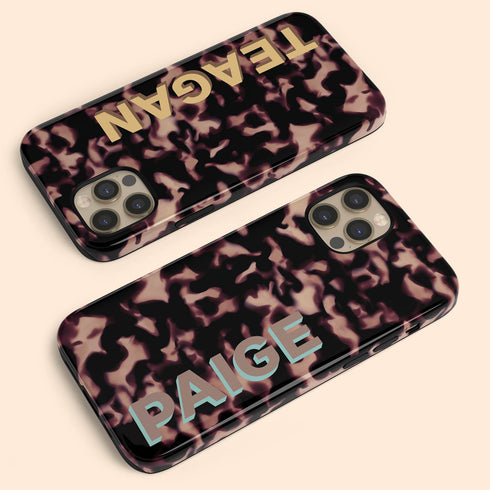 3D Custom Name Dark Tort iPhone Case